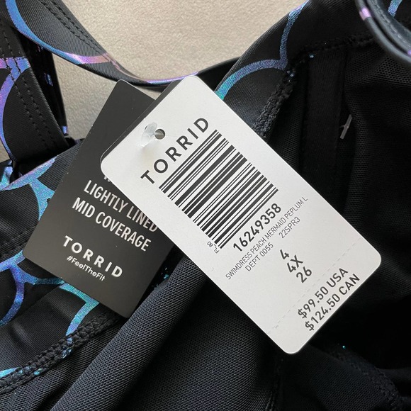 Torrid NWT Scoop Neck Long Length Swim Dress - Mermaid Size 4X Metallic Shimmer - Picture 7 of 9